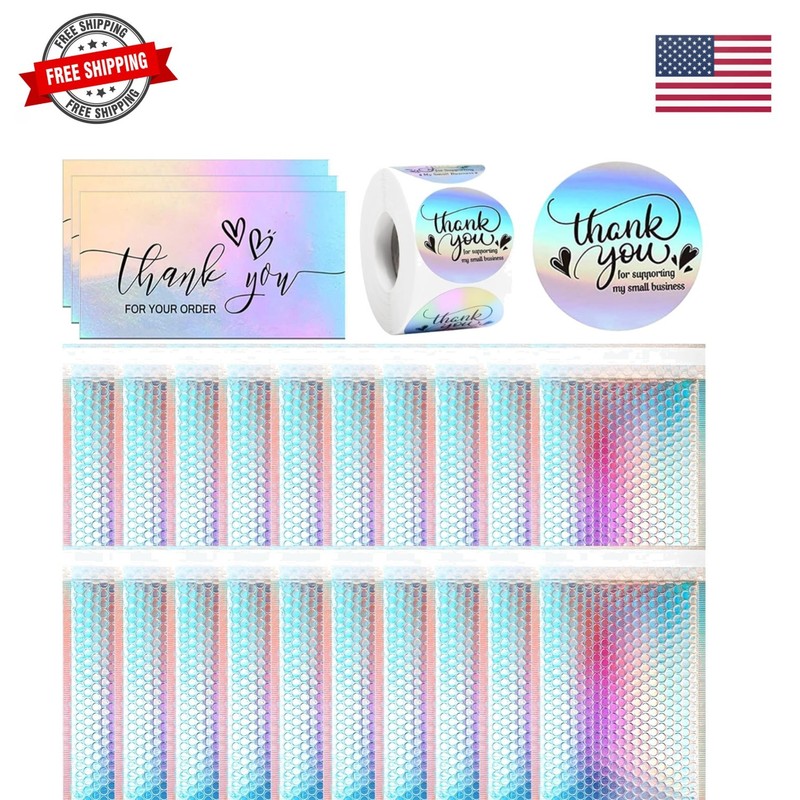50 Pcs Metallic Bubble Mailers,Holographic Bubble Mailers 5.9 x 9.6 Inch,Self…