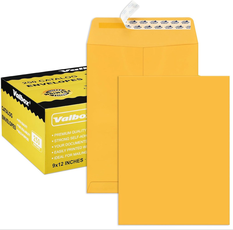 9X12 Self Seal Security Catalog Envelopes 250 Packs Brown Kraft Envelopes with P gallery