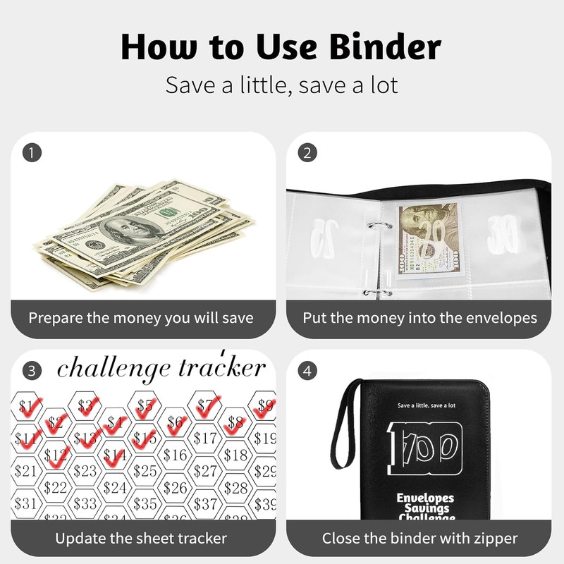Reto 100 sobres binder libro ahorros 2025 con rastreador para guardar 5050 usd gallery