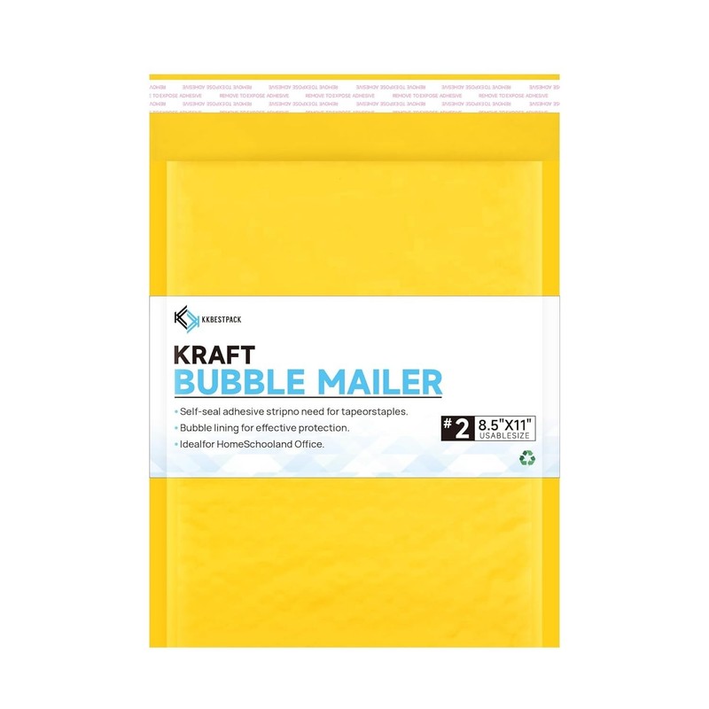 KKBESTPACK Kraft Bubble Mailers #2 8.5×12 Padded Envelopes 100 Pack Shipping