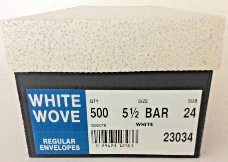 White Wove 5 1/2 Bar Envelopes – A2 Size 4 3/8″ X 5 3/4″ Open Box of ~395 White