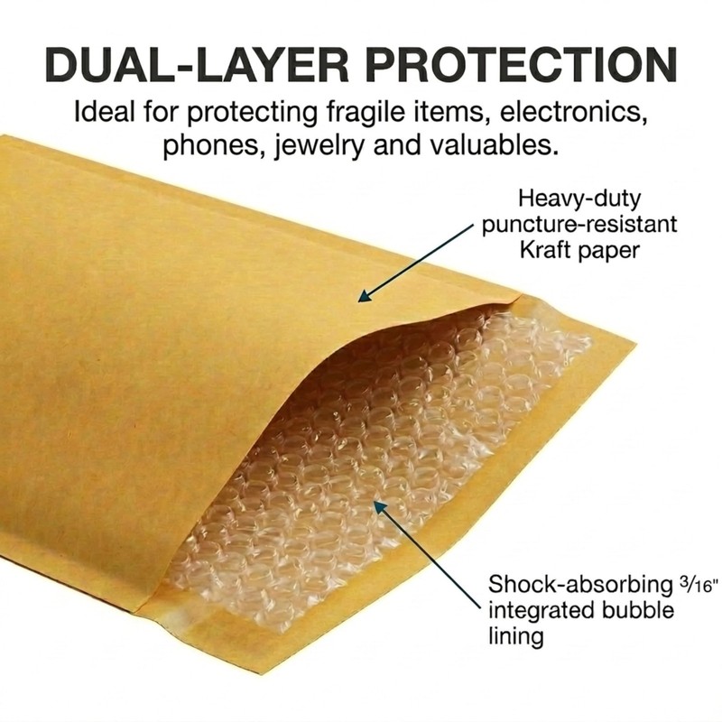 Box Usa Usa 9 1/2 X 14 1/2 Kraft Bubble Mailers 100-Pack - Brown Padded gallery