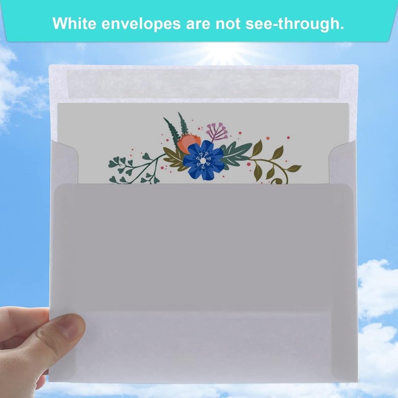 Customizable 50 Count A7 White Envelopes - Self-Sealing for All Occasions gallery