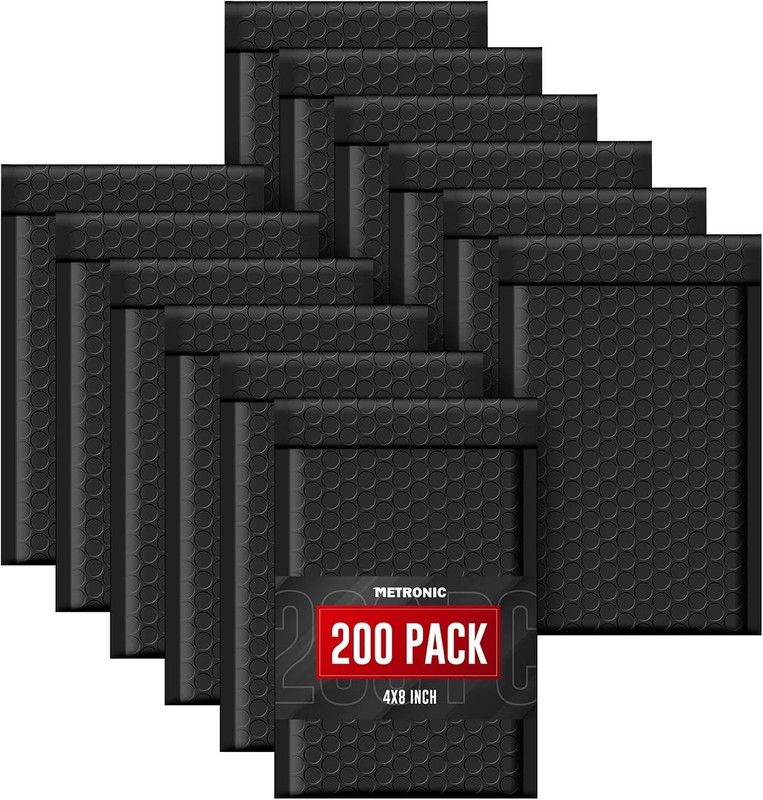 Black Bubble Mailers 4x8 Inch 200 Pack Usable Size 4x7, Small Padded Envelope... gallery