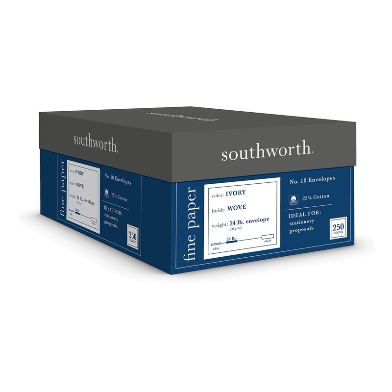 J404I10 25% Cotton #10 Business Envelope Ivory 24 lbs. Wove 250/Box FSC