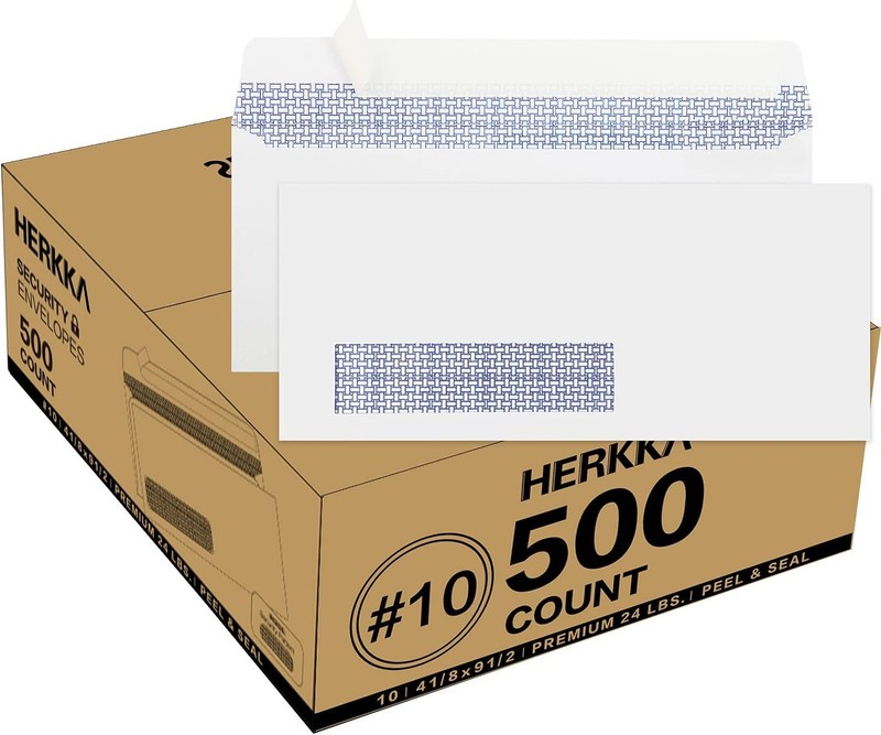 500 Pack #10 Single Left Window SELF Seal Security Envelopes, One Size, Blue