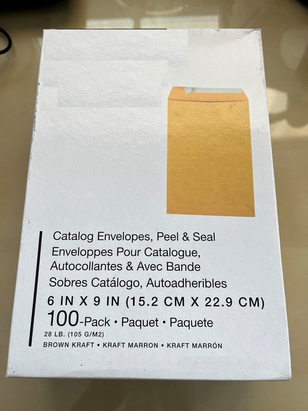 Catalog Mailing Envelopes, Peel & Seal, 6×9 Inch, Brown Kraft, 100-Pack