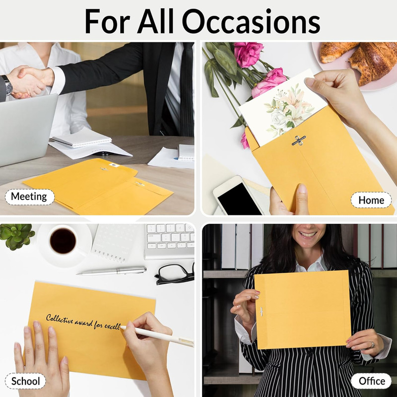 10"X13" Brown Kraft Envelopes with Clasp, 20 Count, 28-Lb for Mailing & Storage gallery