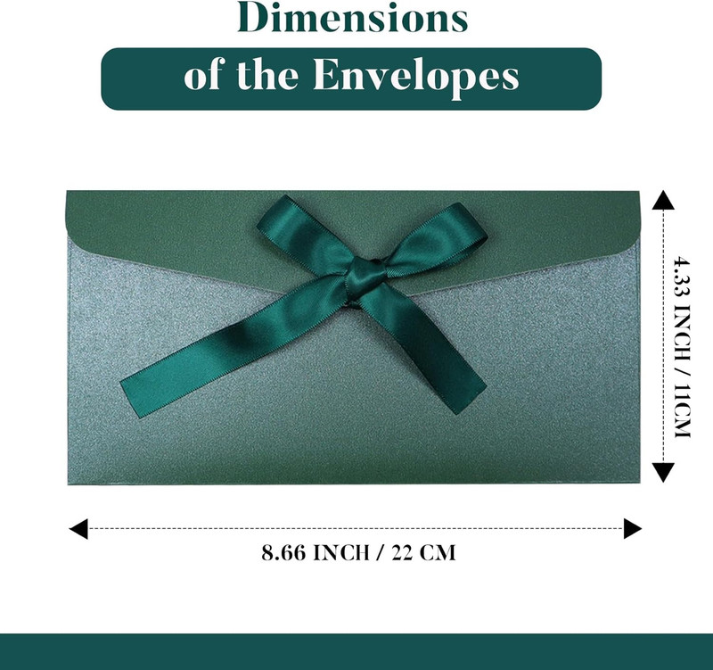 10 Pieces Ribbon Bow Kraft Paper Envelopes, Thick Pearlescent Color Envelope for gallery