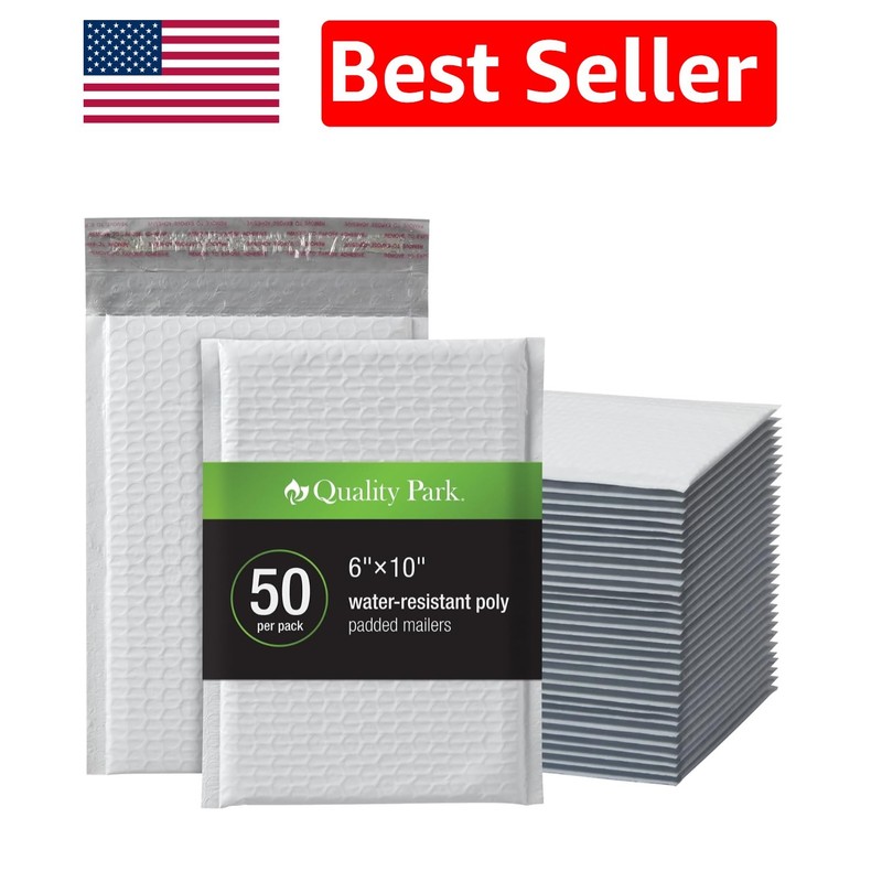50 White Bubble Mailers 6×9 – Durable, Water-Resistant Self-Sealing Envelopes