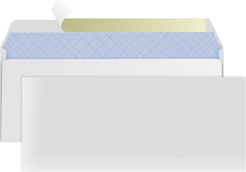 100 Self Seal Business Envelopes with Security Tint - White, No Window, 4-1/8... gallery