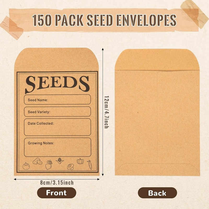 150 Pack Small Seed Saving Envelopes Bulk Blank Paper Coin Packets 4.7x3.2" gallery