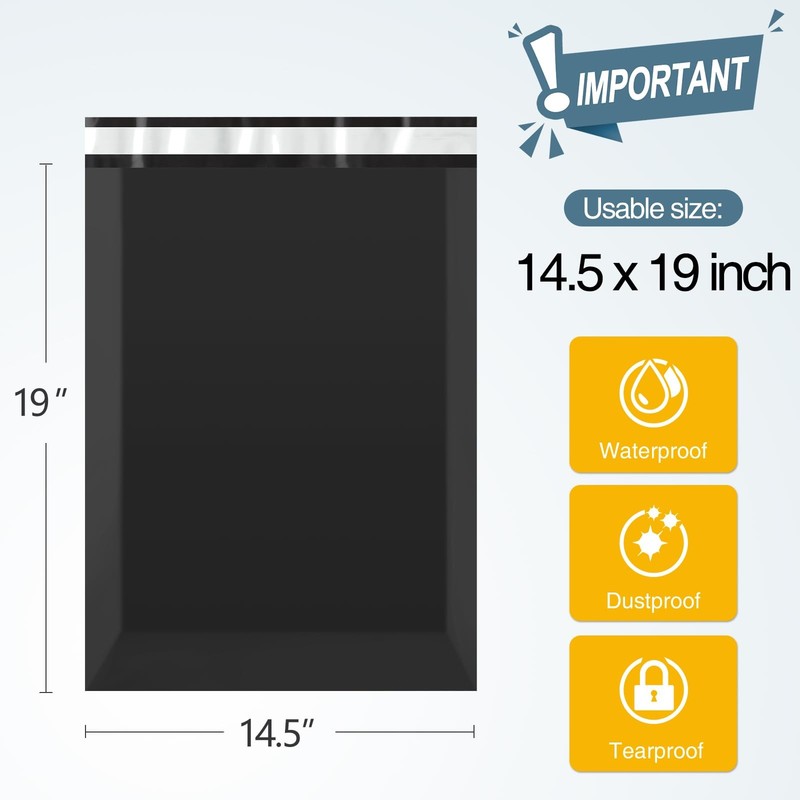 Poly Mailers, 100pc 14.5x19 Inch Bags, Large Chic Packaging Bags for Small Bu... gallery