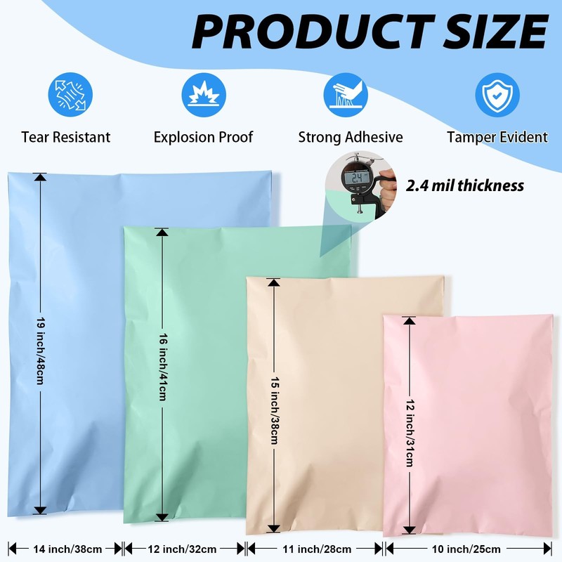 Multi Size Poly Mailers Variety Pack(10 Each: 14x19,12x15,11x15,10x13), 40Pac... gallery