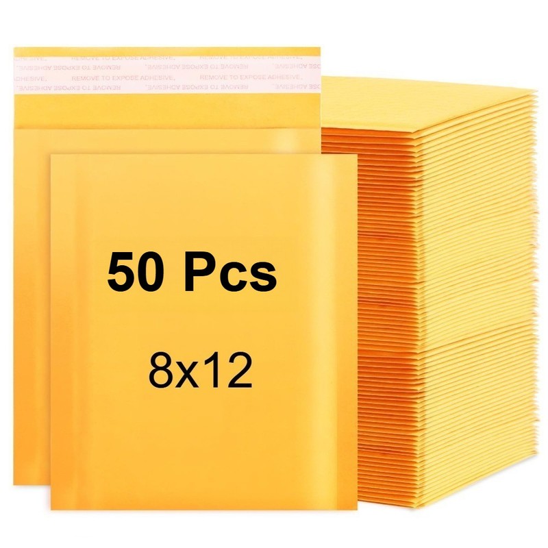 50Pcs 8×12 Kraft Bubble Mailers Shipping Bags Mailing Padded Self Seal Envelope