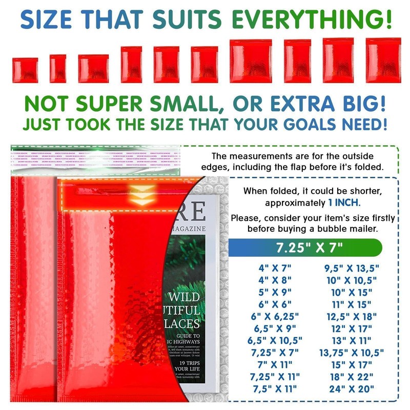 Red Metallic Bubble Mailers 7.25x7 Waterproof Padded Envelopes Metallic 25 Pack gallery