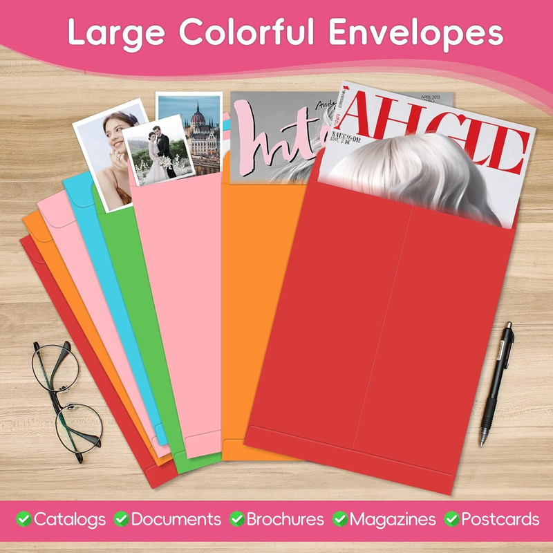 25 Pack Colored Mailing Envelopes, 9 X 12 Inches Self-Seal Colorful Manilla Enve gallery