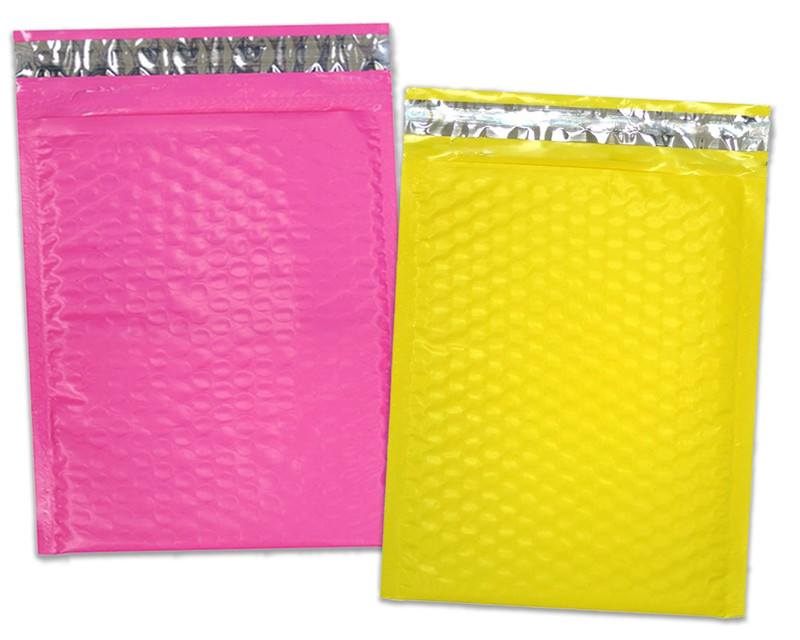 30 Pack 4x8, 6x10", 8.5x12, 10x15 Hot Pink, Yellow, Purple Poly Bubble Mailers gallery