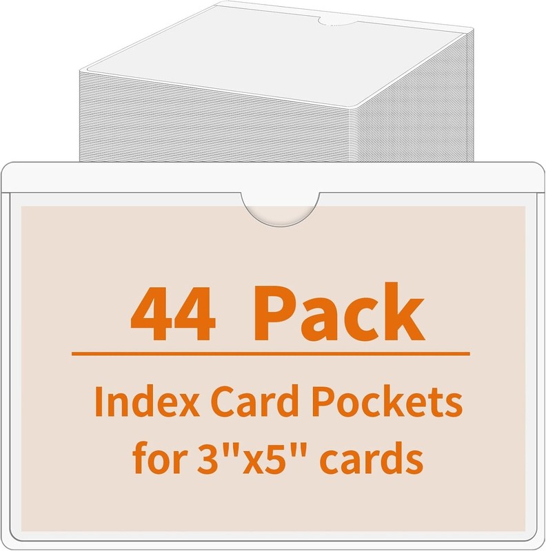 44 Pack Clear Adhesive Pockets, Labels Holder for 3×5 inch,