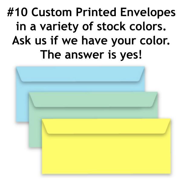 1000 Custom Printed #10 Green Wove Envelopes (1 Color Black or Reflex Blue Ink)
