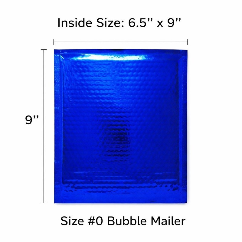Glamour Blue Foil Bubble Mailers 6.5 x 9 Interior Peel & Seal 20-500
