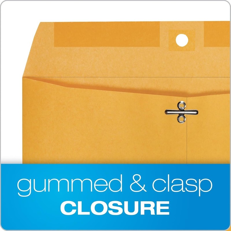 10" x 13" Clasp Envelopes, Heavy 32 lb Brown Kraft, Gummed Flap, 100/Box gallery