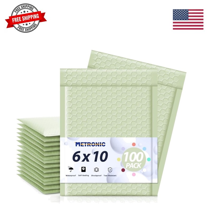 Bubble Mailers 6×10″ 100 Pack Mint Green Self-Seal Padded Envelopes Usable Si…
