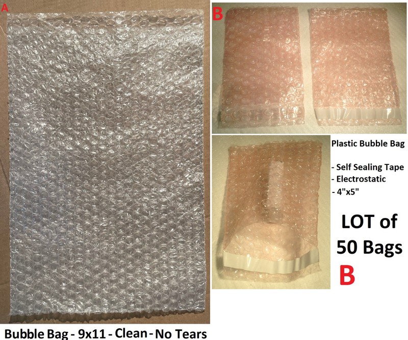 (Lot of 50) Poly Bubble Bag, Clear 9″x11″ or Pink 4″x5″, Open Box New