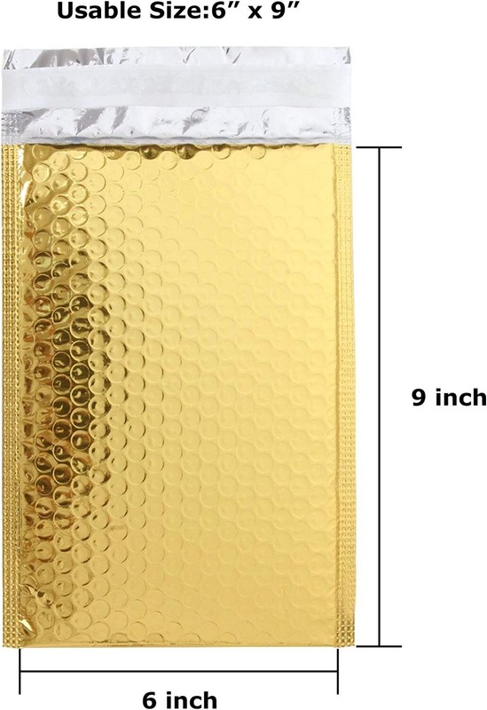 Thermal Waterproof Self-Seal Adhesive Mailer Envelope 6″x9″,Gold,Silvr, 25 pcs