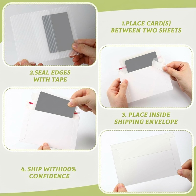 100 Pcs Trading Card Shipping Set 4 x 6'' Trading Card Protector and Envelope... gallery