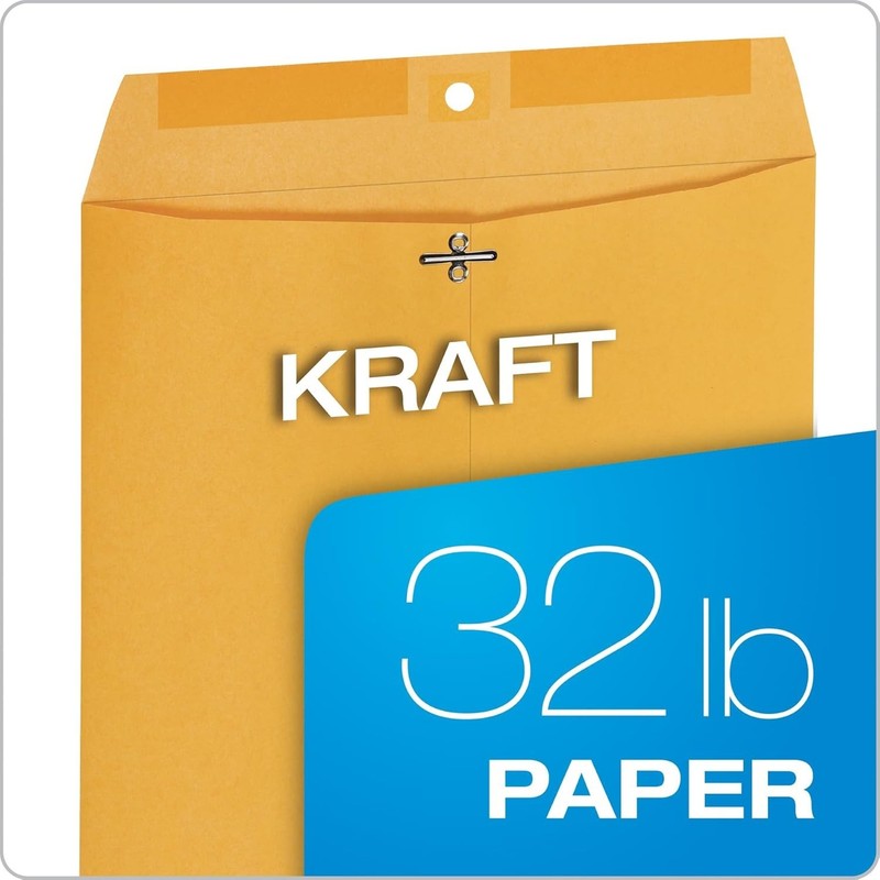10" x 13" Clasp Envelopes, Heavy 32 lb Brown Kraft, Gummed Flap, 100/Box gallery