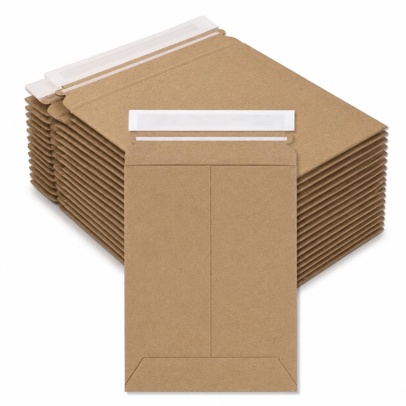 USA Rigid Mailers 6″ x 8″ (100-Pack) – Kraft Mailer Envelopes for Photos, Tra…