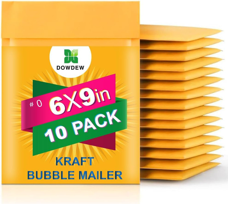 Kraft Bubble Mailers [10 Pack] Shipping Mailing Packing Padded Envelopes #0 (6″