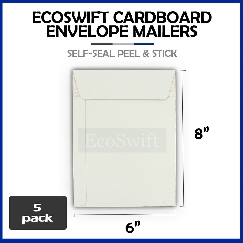 5 6 x 8 EcoSwift White CD/DVD Photo Ship Flats Cardboard Envelope Mailer Mailers