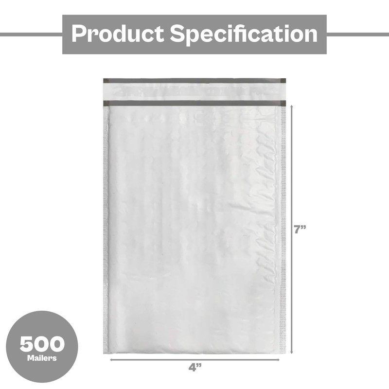 500 Pcs #000 4" x 8" Poly Bubble Mailers Padded Shipping Mailing Envelopes gallery