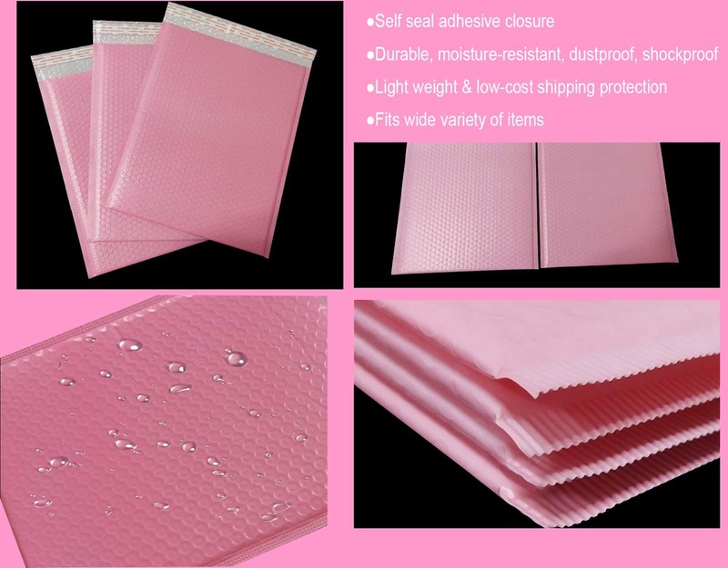 25 Pack 4x6 Inches Small Pink Poly Bubble Lined Mailers Padded Shipping Envel... gallery