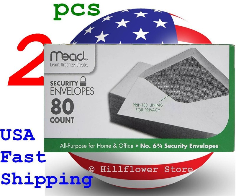 2 X Mead 75212 3 5/8 X 6.5 #6 80 piece/box white envelope