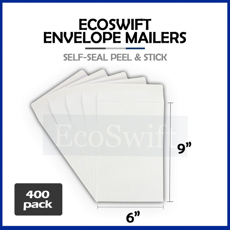 400 EcoSwift White Self-Seal Mailing Shipping Kraft Paper Envelope 28 lb. 6 x 9