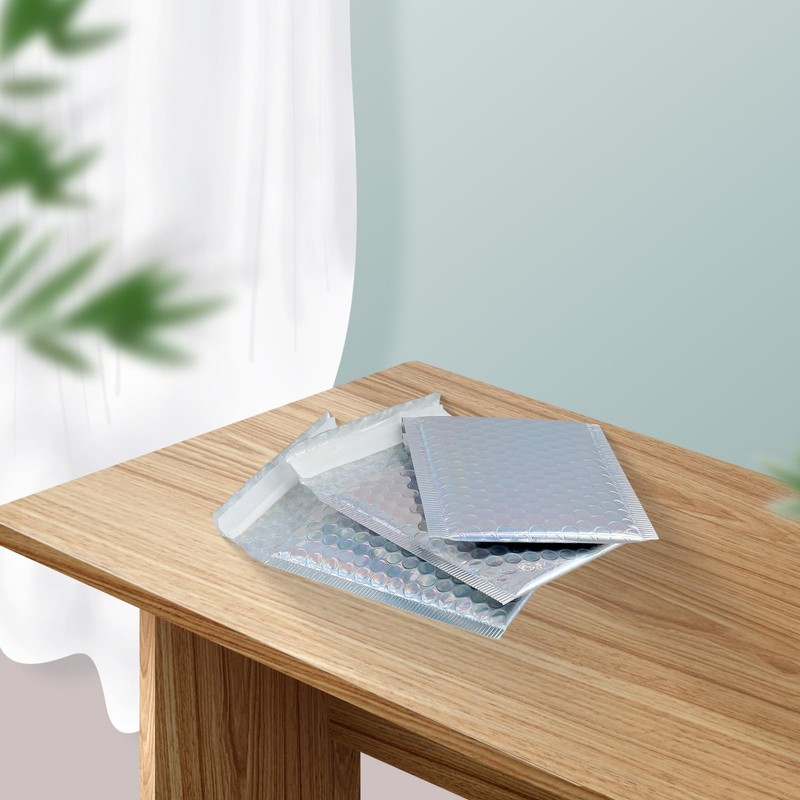 100 PCS 5 x 6 Inch Metallic Bubble Mailers, Silver Padded Mailing Envelopes, ... gallery