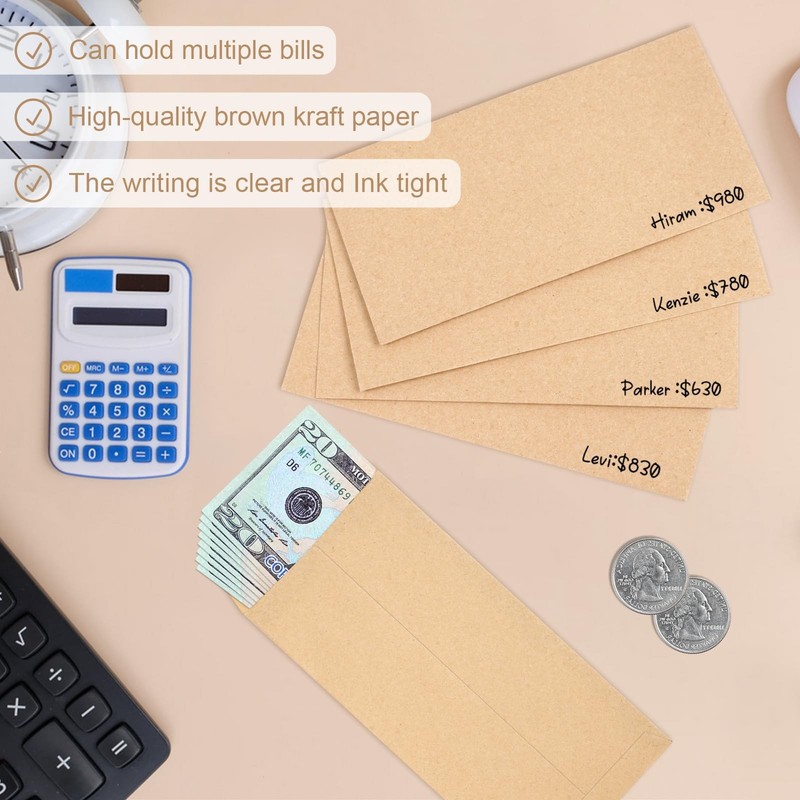 Joyberg 120 PCS Money Envelopes for Cash Kraft Paper, 6.5”x3.2” Small Cash En... gallery