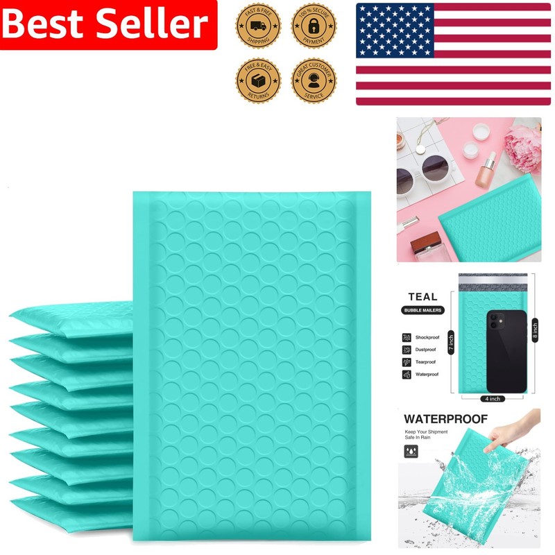 Opaque Teal Bubble Mailers 4×8 Padded Envelopes 50 Count Boutique Shipping