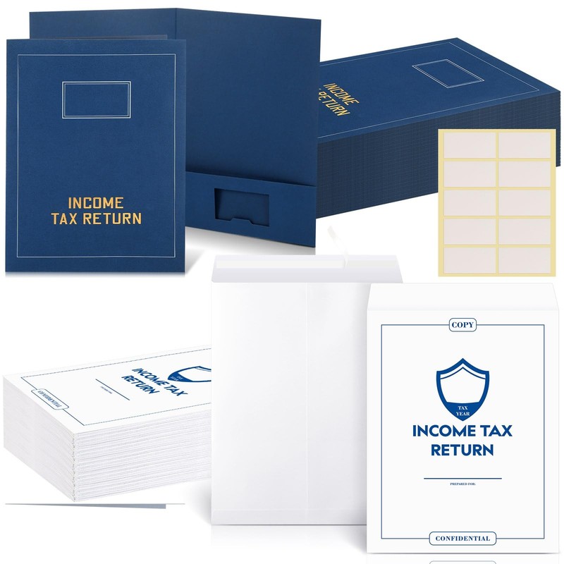 100 Pcs 9 x 12” Income Tax Return Folders, 50 Blue Income Tax Return Folders…