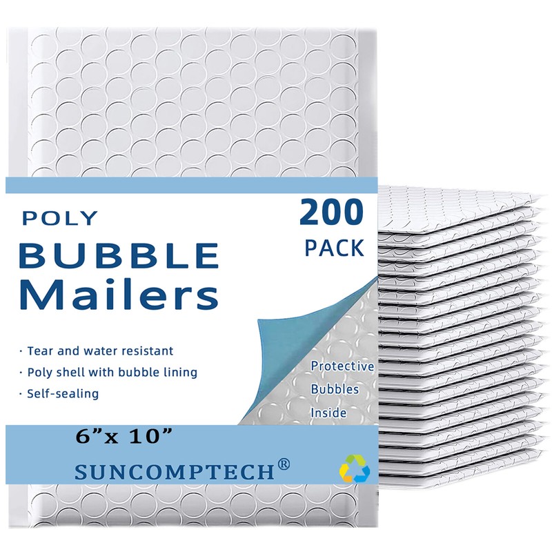 #0 6×10 ( 6×9 ) Poly Bubble Padded Envelopes Mailers Shipping Bag White 200 PCS