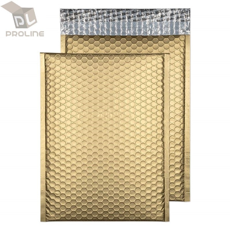 50 #2 Matte Metallic Gold Poly Bubble Mailers 8.5×12 (Inner 8.5×11)
