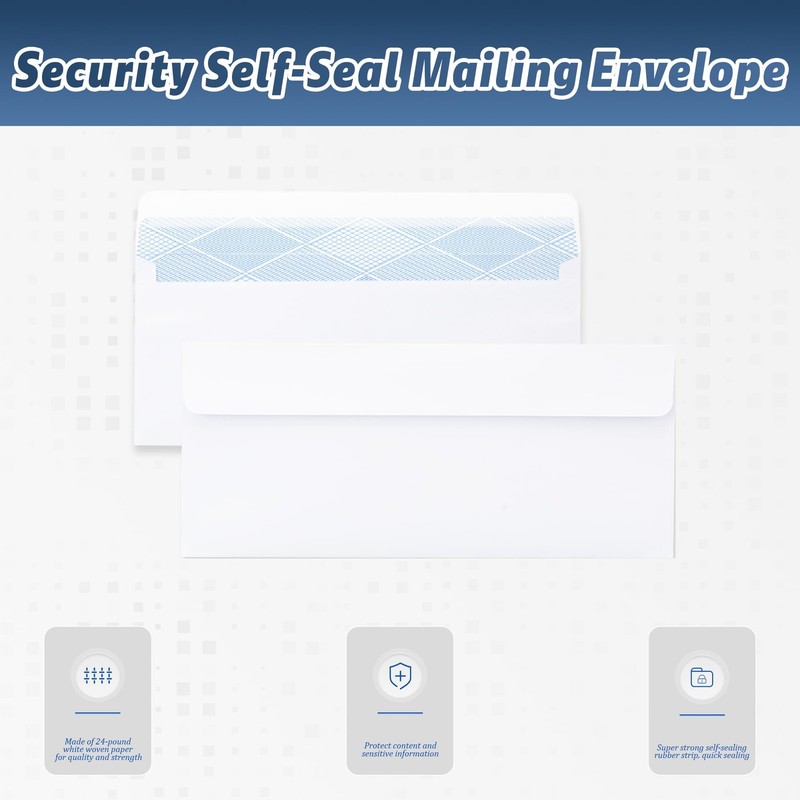Yeplan 500PCS #10 Envelopes Letter Size Self Seal 4.1 x 9.5 inches, White gallery
