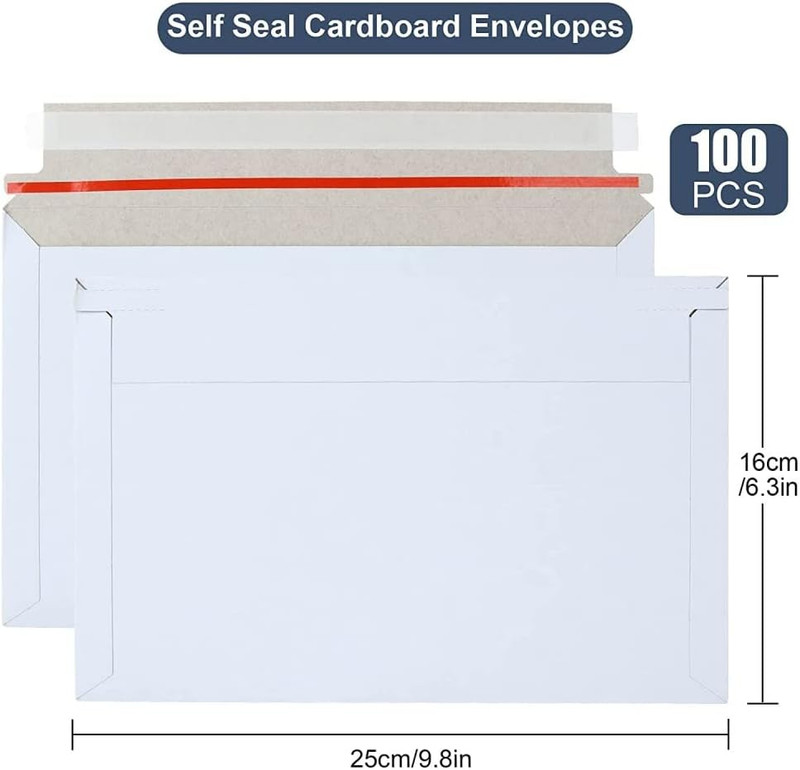 100PCS Stay Flat Mailers, 6X10 Inch Rigid Mailers Cardboard Envelopes, Self-Seal gallery