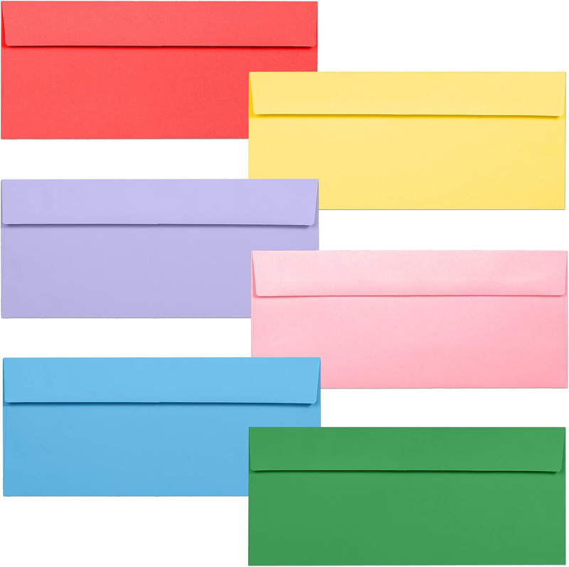 Colored Envelopes Letter Size, 36-Pack #10 Business Envelopes, 4 1/8 X 9 1/2 Inc