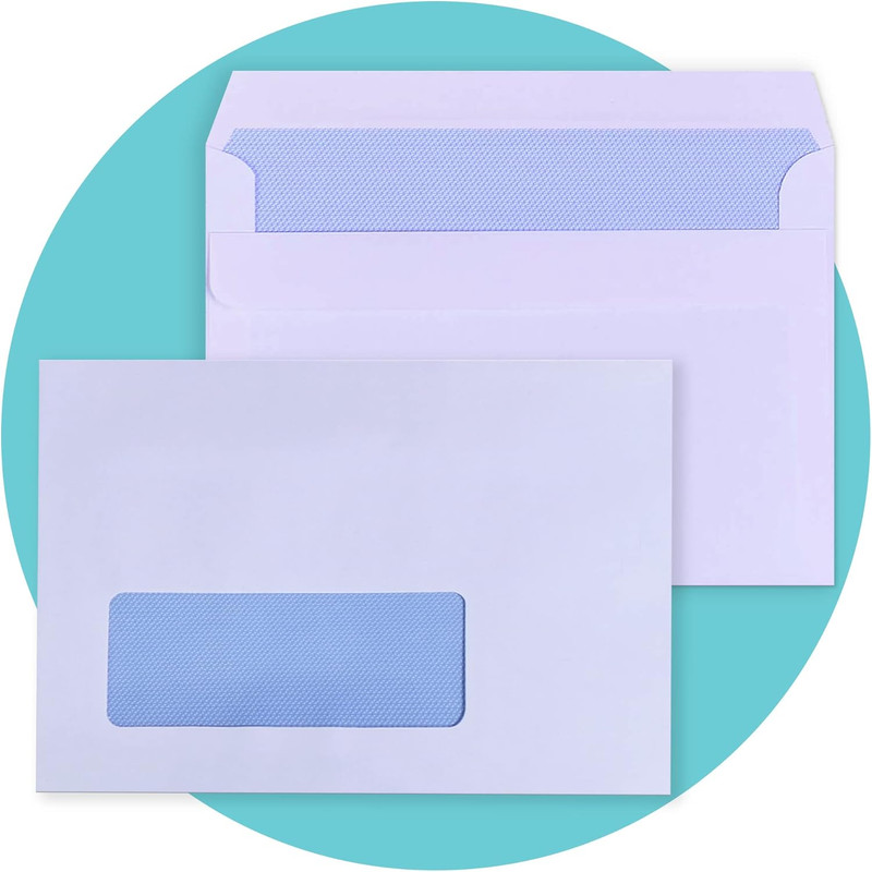 50 X C6 Window Self Seal Security Envelopes (Size: 114X162Mm) | Address Window,