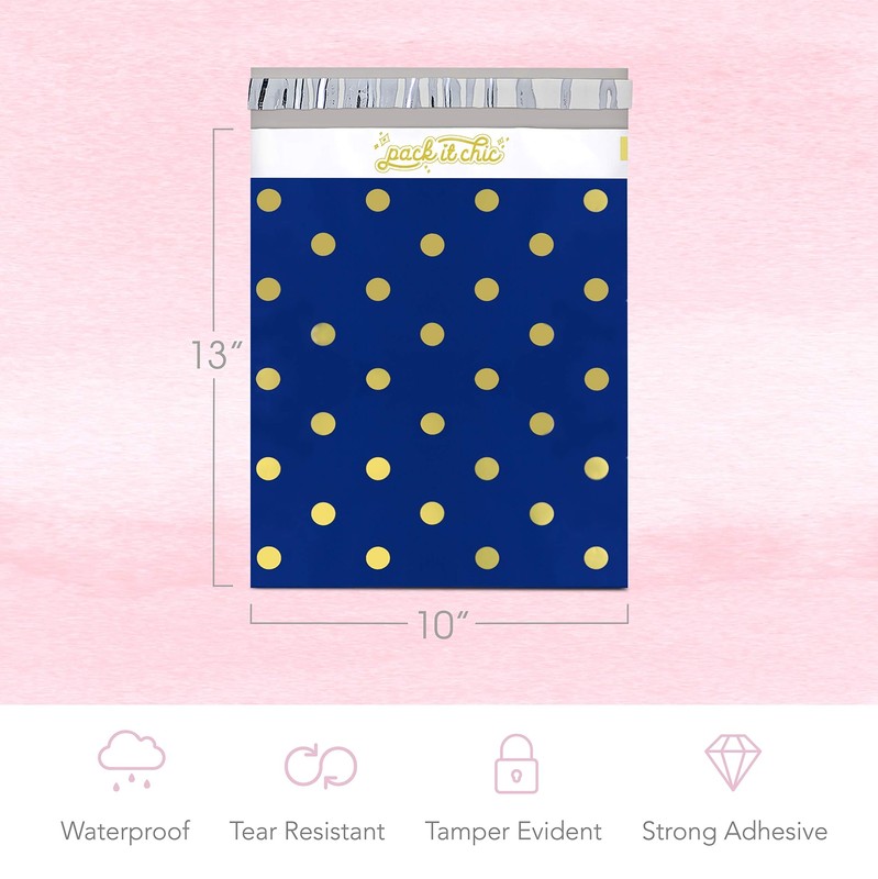 - 10X13 100 Pack Navy Polka Dot - Thank You Poly Mailer Envelope Plastic Cust... gallery