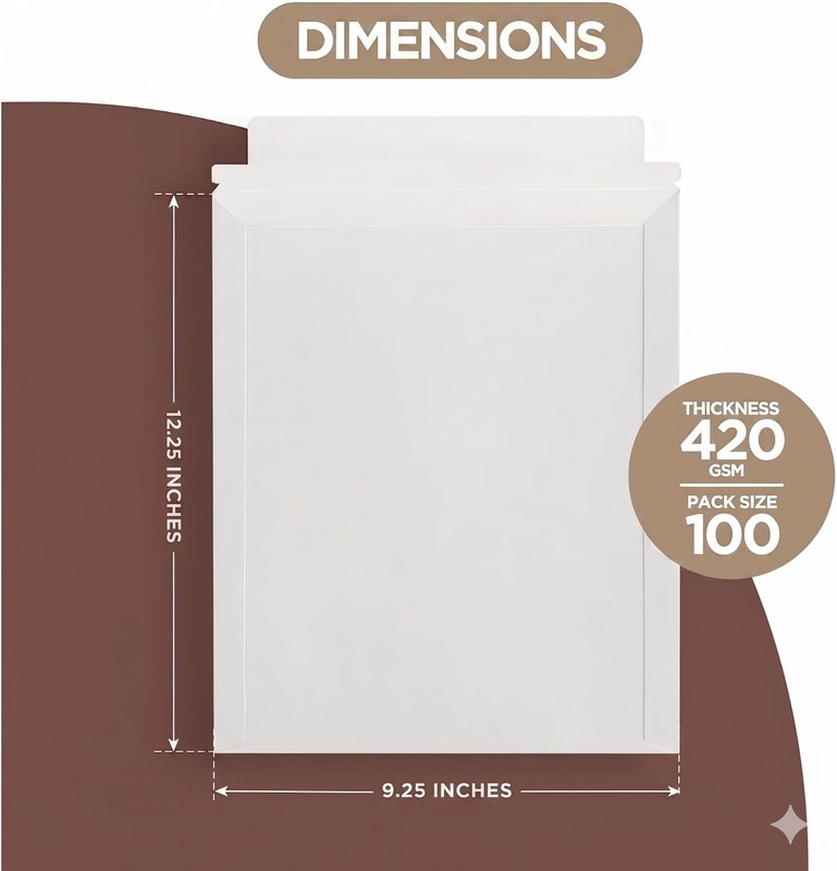 100 Pack Rigid Mailers 9.25x12.25 inches – Self Adhesive White Photo Mailers ... gallery